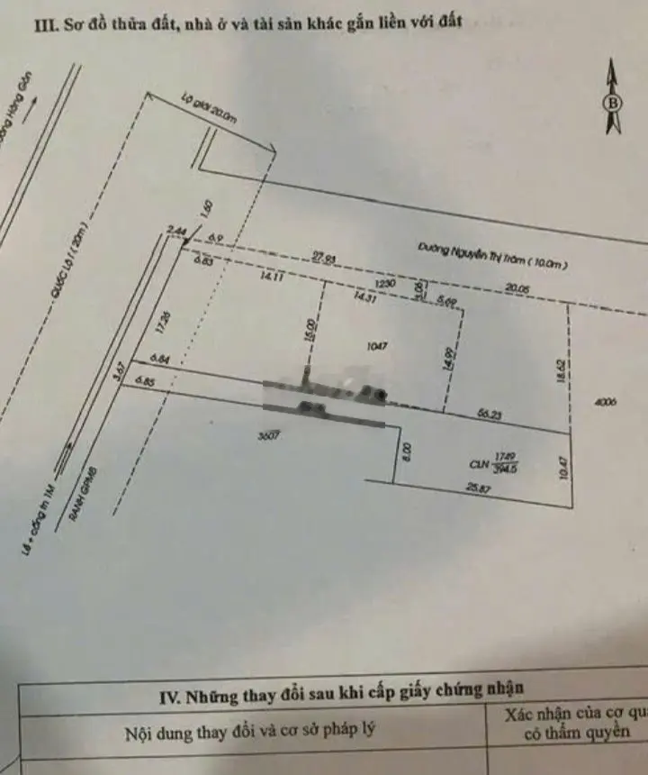 Nhà căn góc Quốc Lộ 1A và Nguyễn Thị Trâm, DT: 21m (hậu 29m) x 60m