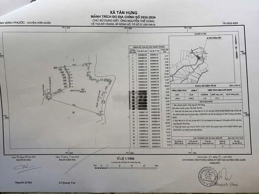 Đất Đẹp view suối Tân Hưng Hớn Quản 4 sào 3 giá bể còn 600tr