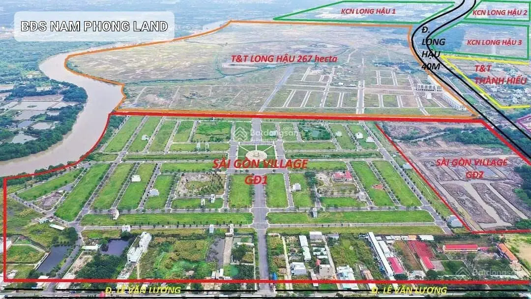 Cần bán nhà 1 trêt 2 lầu căn góc 110m2 view công viên KDC Sài Gòn Village - Long Hậu