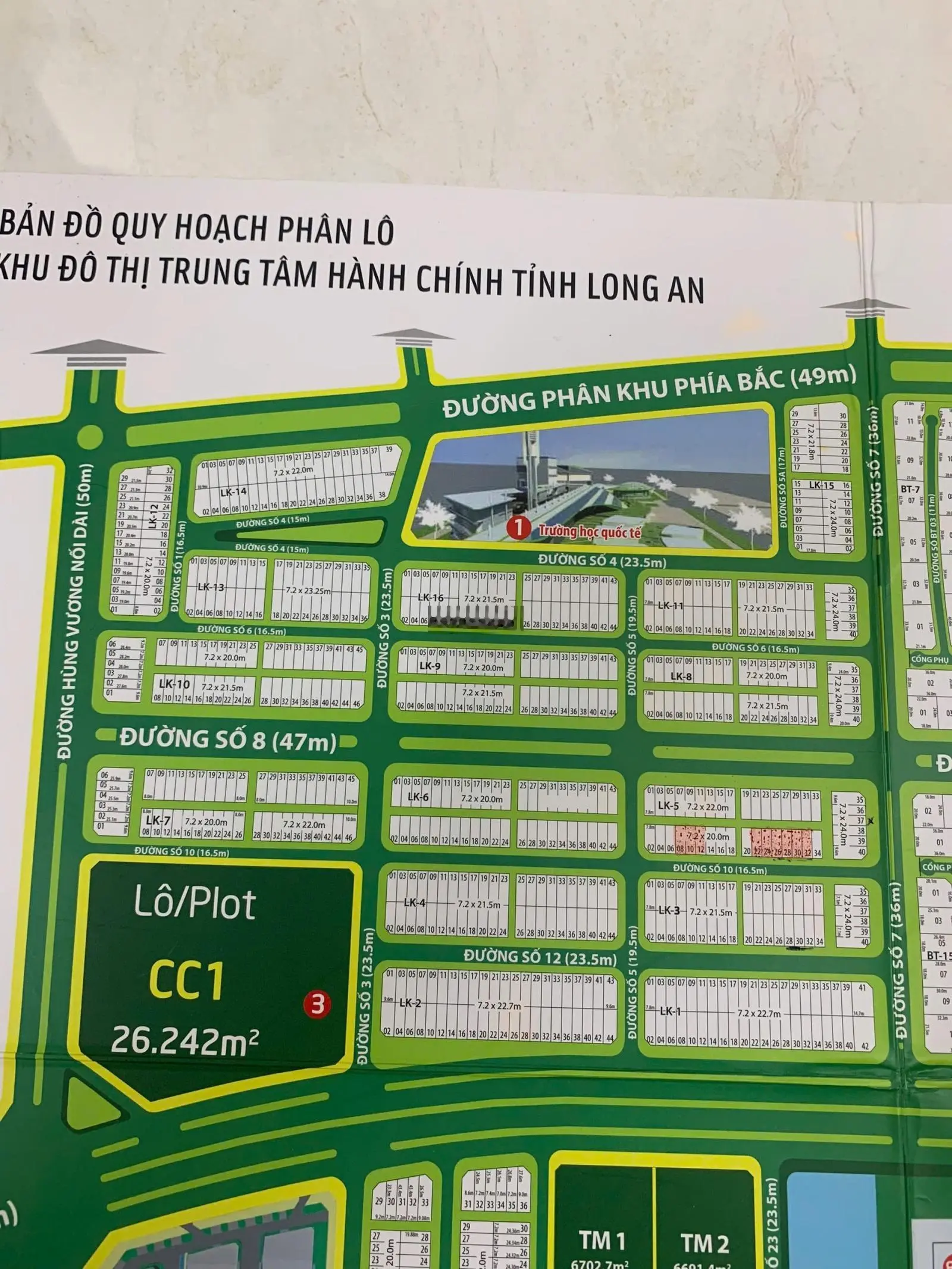 Bán 9 lô đất đường Số 10 khu Green City, Phường 6, TP Tân An, Long An, diện tích: 7,2 x 20