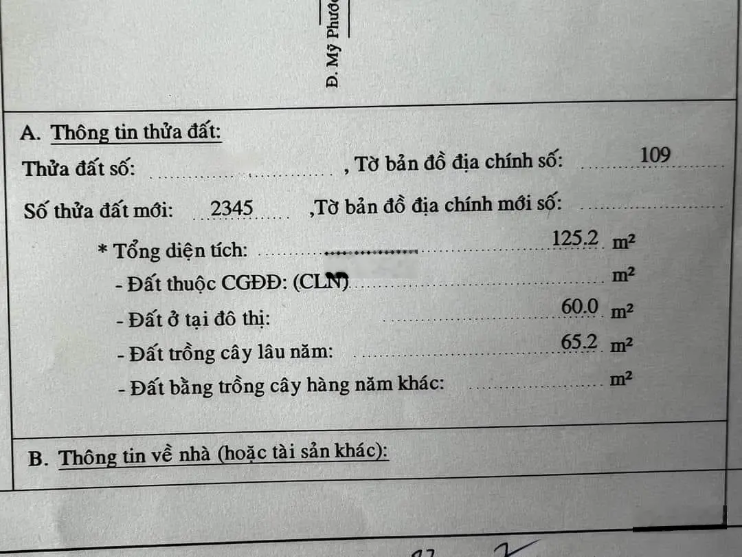 Đất mặt tiền Huỳnh Văn Luỹ - Gần chợ Phú Mỹ - Trung tâm Thủ Dầu Một