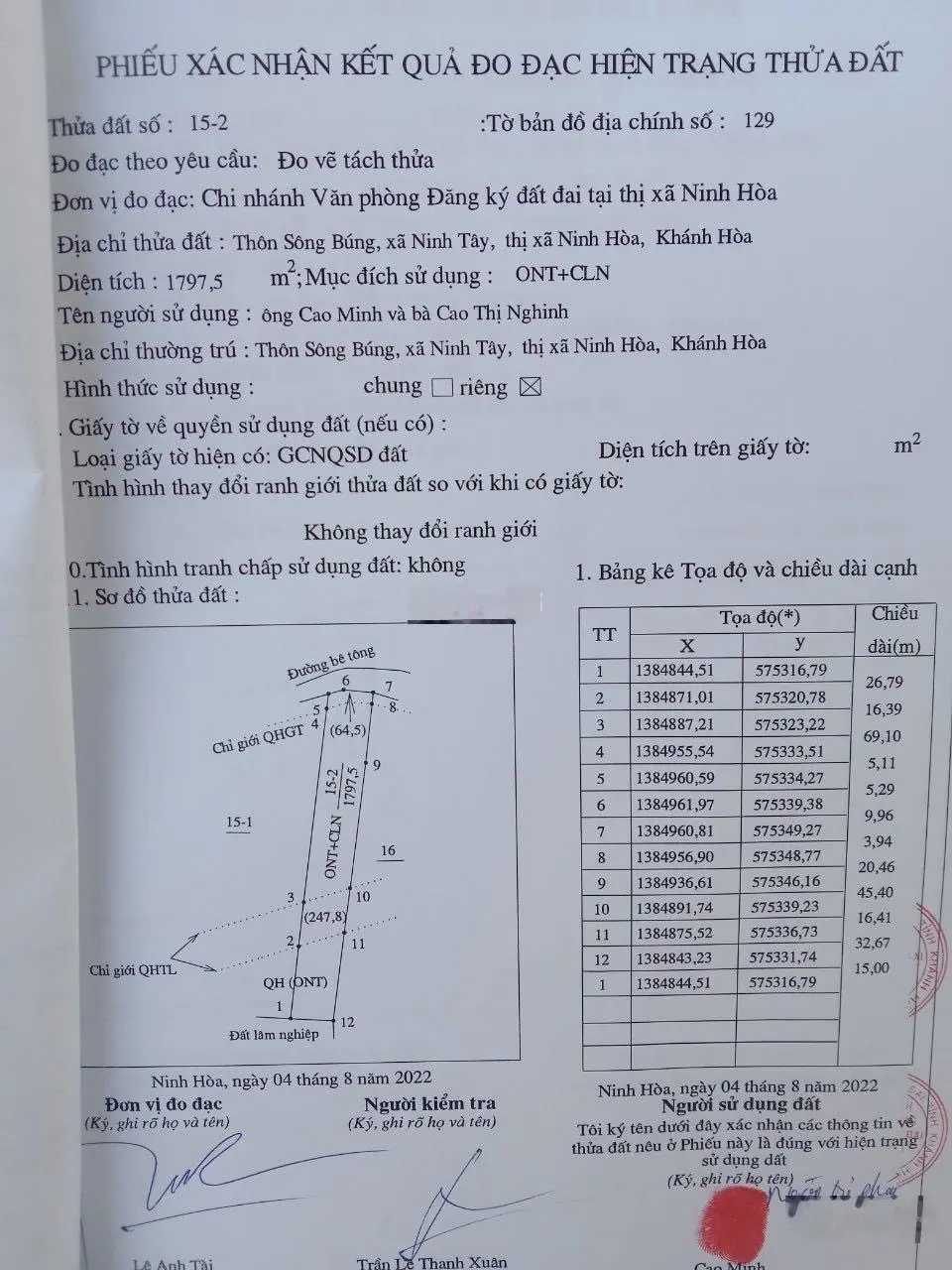 Cắt lỗ MT 15m đường bê tông DT 1797.5m2 có sẵn 500m2 thổ gần suối nước nóng Trường Xuân giá 1.2 tỷ