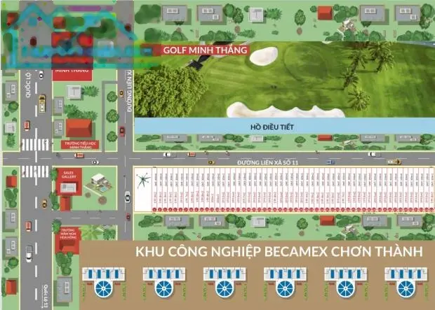 Bán đất ngay kdc minh thắng (1.000m2 tc 500m) đối diện sân gold 240ha, 36 lỗ,giá 350tr