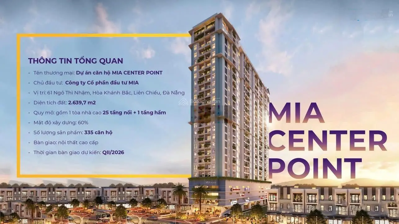 Sập hầm! Căn hộ cao cấp 2PN Mia Center Point trung tâm Liên Chiểu Đà Nẵng, 600 triệu vốn ban đầu