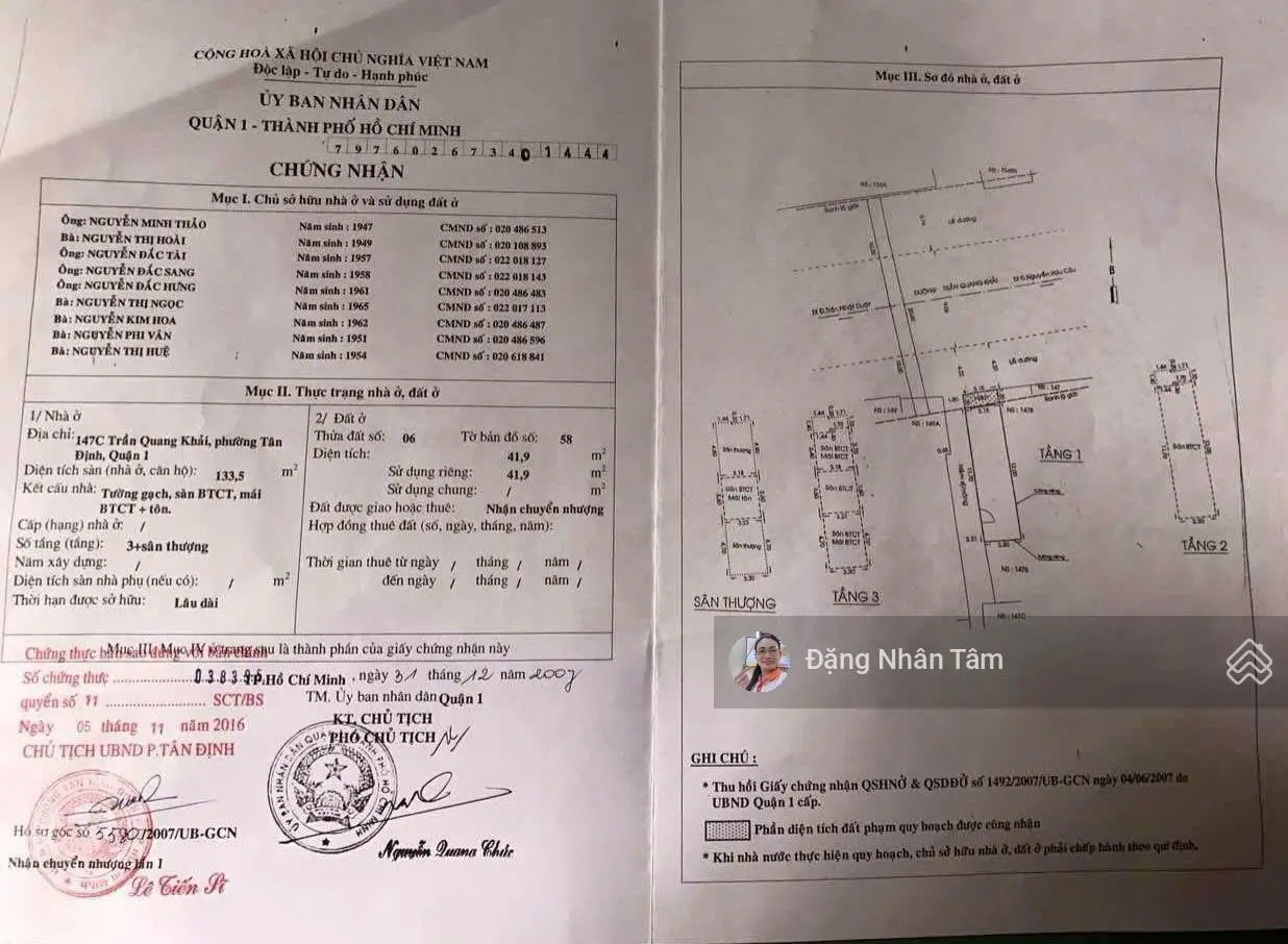 Hàng hót giảm 22 tỷ về 16,5 tỷ mặt tiền Trần Quang Khải Q1 (3,3x14) nhà 3 lầu mới 0932723936 tammy