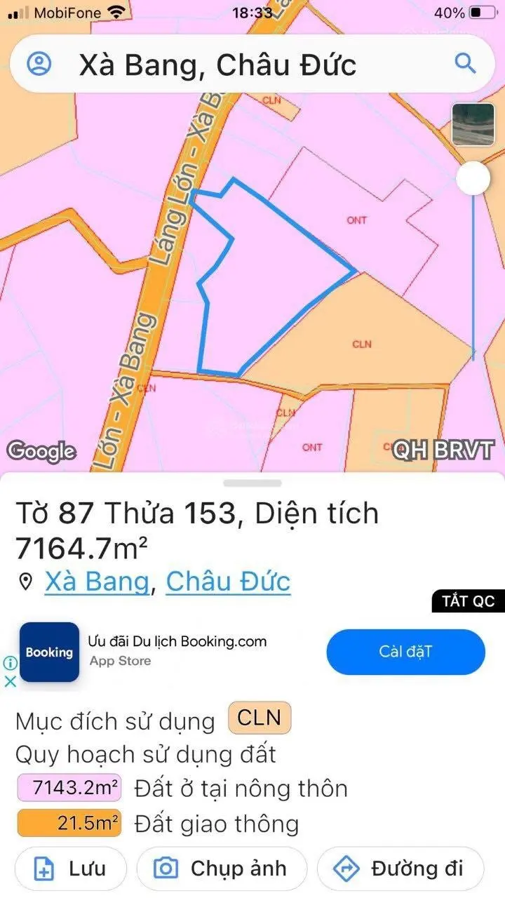 Bán đất mặt tiền Láng Lớn, Xà Bang, Châu Đức giá tốt