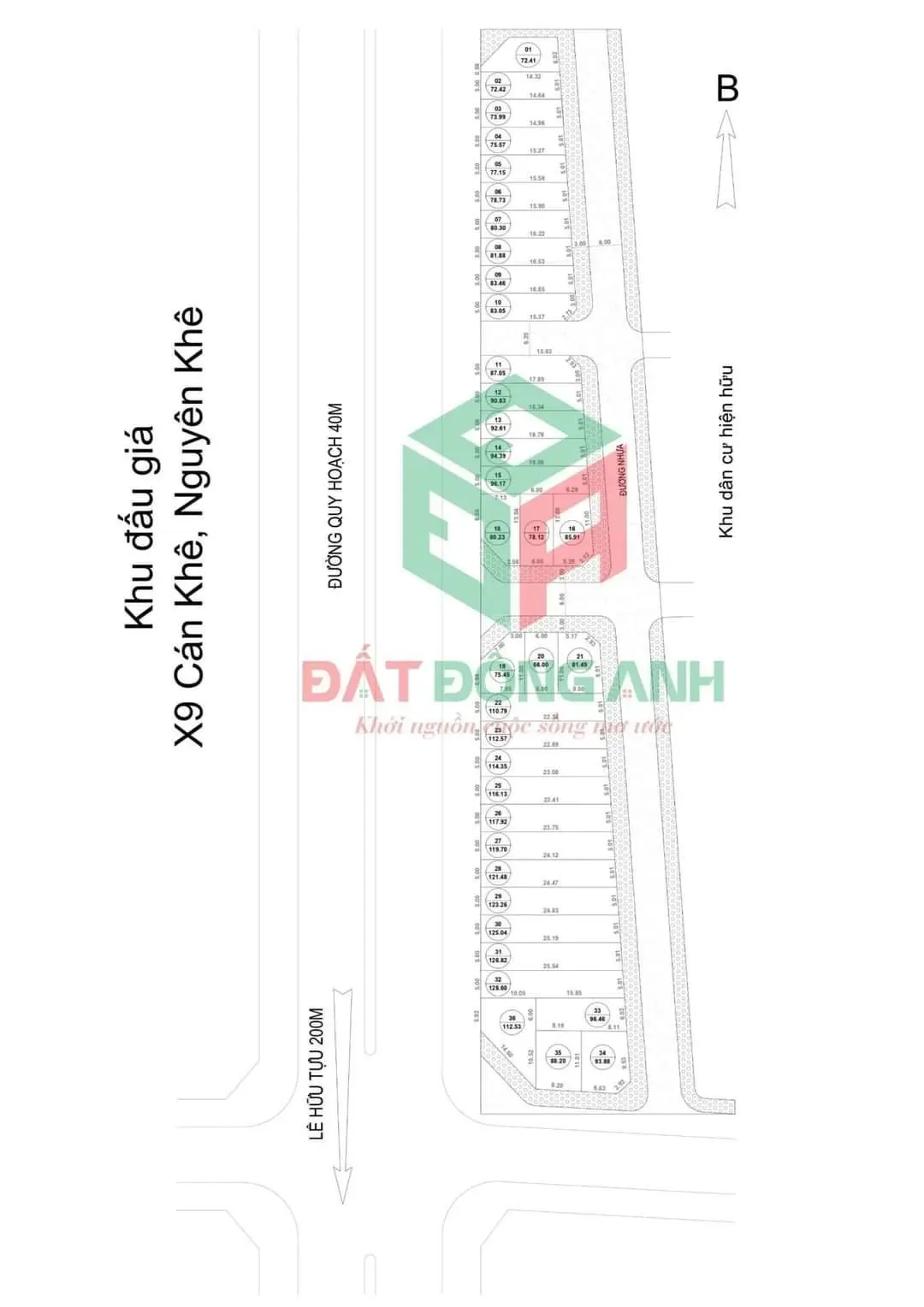 Bán 79m đấu giá x9 cán khê, nguyên khê - mặt đường quy hoạch 40m