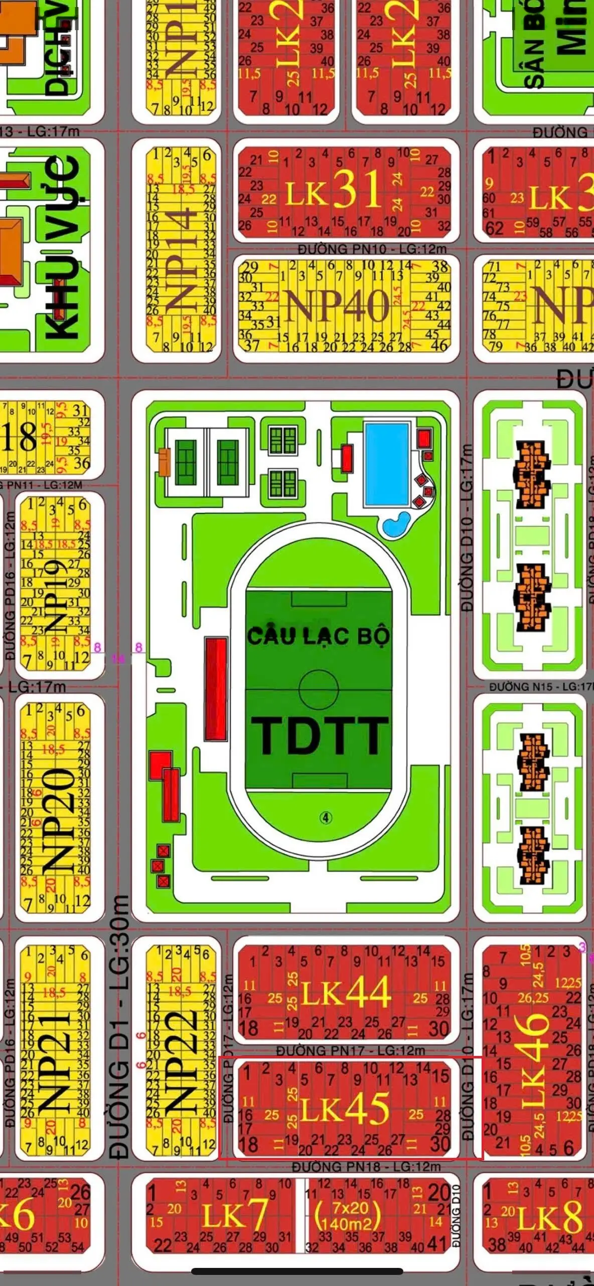 Bán lô đất lk45 - vị trí đẹp, diện tích rộng - giá ưu đãi chỉ 11.5 triệu/m2