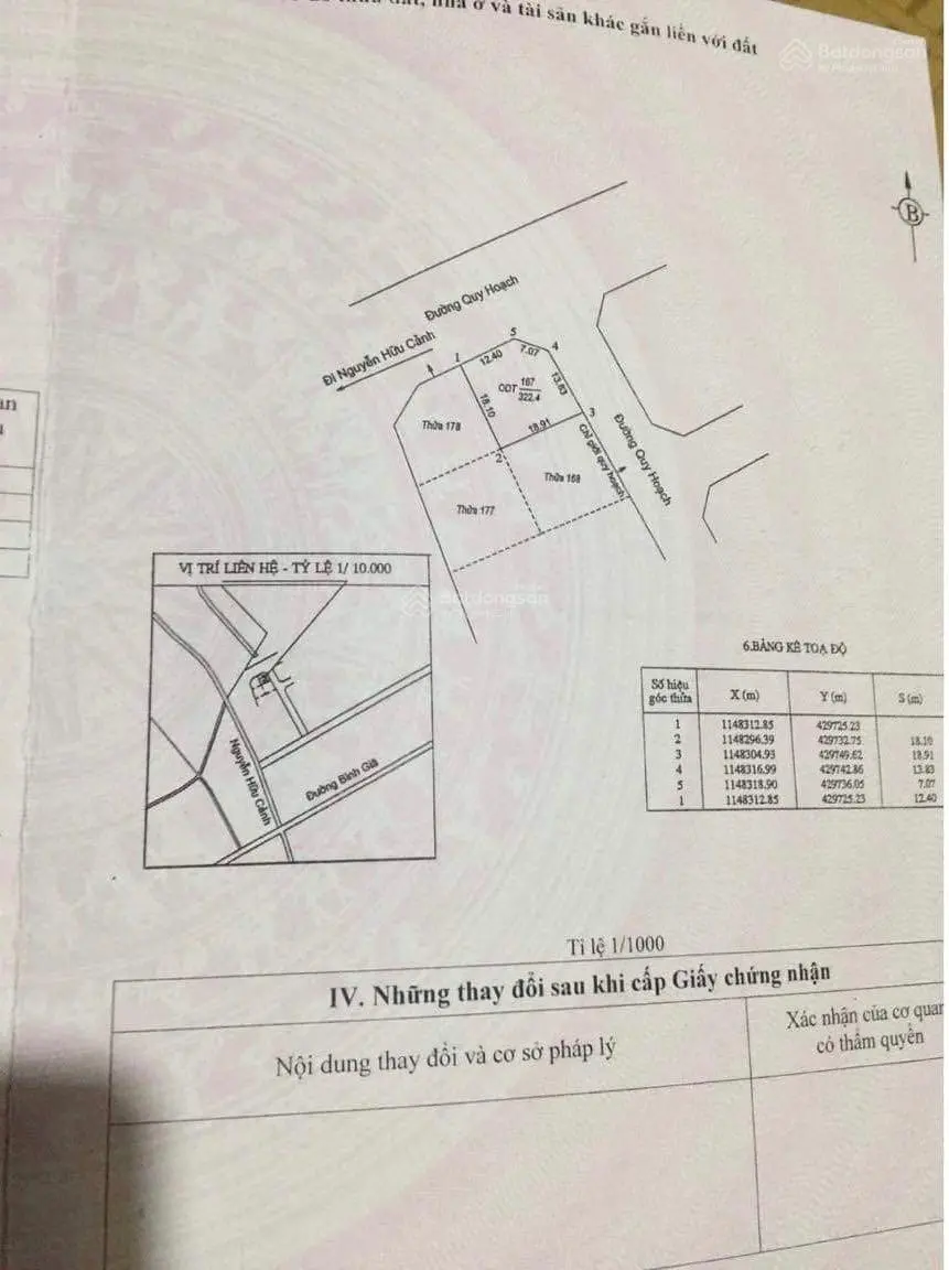 Lô góc mặt tiền đường Nguyễn Hữu Cảnh và đường Chí Linh 2, S 323m2 full thổ cư