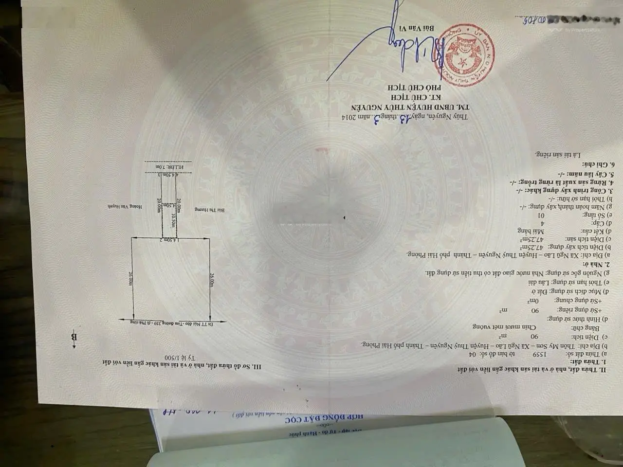 Bán mặt 359 ngũ lão thuỷ nguyên hp dt l100m+100m luu ko nhà cấp 4 giá4ty650Đức:0383 196 ***zalo)