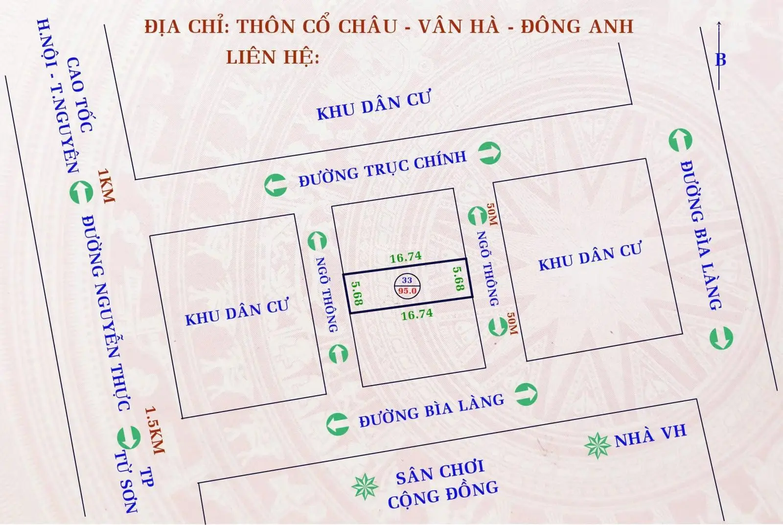 Siêu phẩm đất Cổ Châu 2 mặt đường giá chỉ 32 triệu/m2 Mặt tiền hơn 5m đường đẹp dải nhựa 0963 781 ***