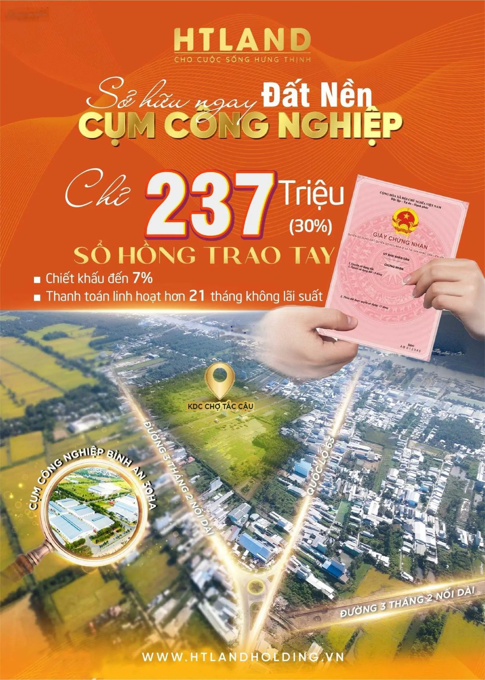 Đất nền khu dân cư chợ Tắc Cậu, liền kề cụm công nghiệp, 790 triệu góp 21 tháng không lãi suất