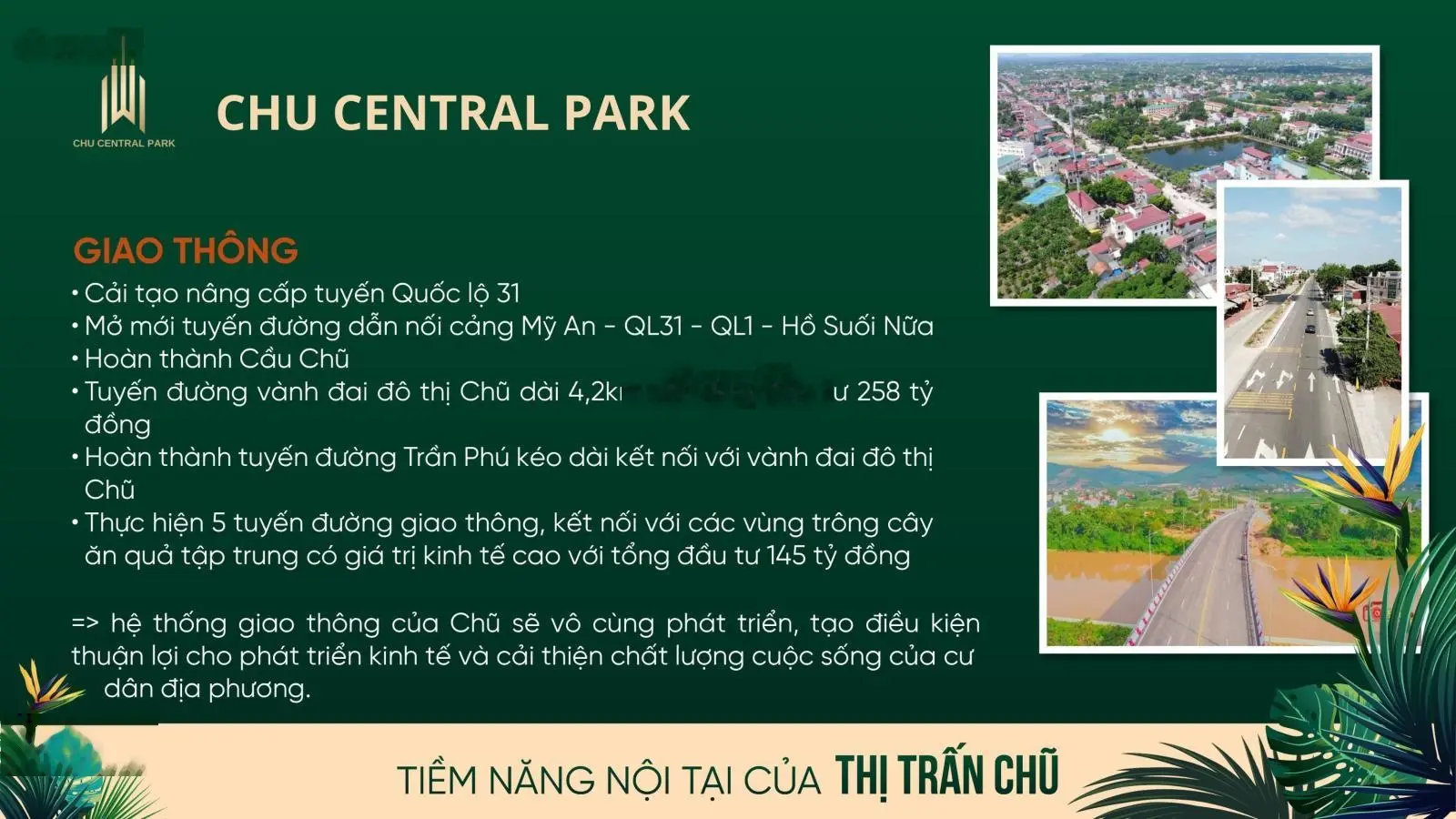 Cơ hội đầu tư đất nền dự án CHU CENTRAL PARK tại TRUNG TÂM THỊ XÃ CHŨ, LỤC NGẠN, BẮC GIANG