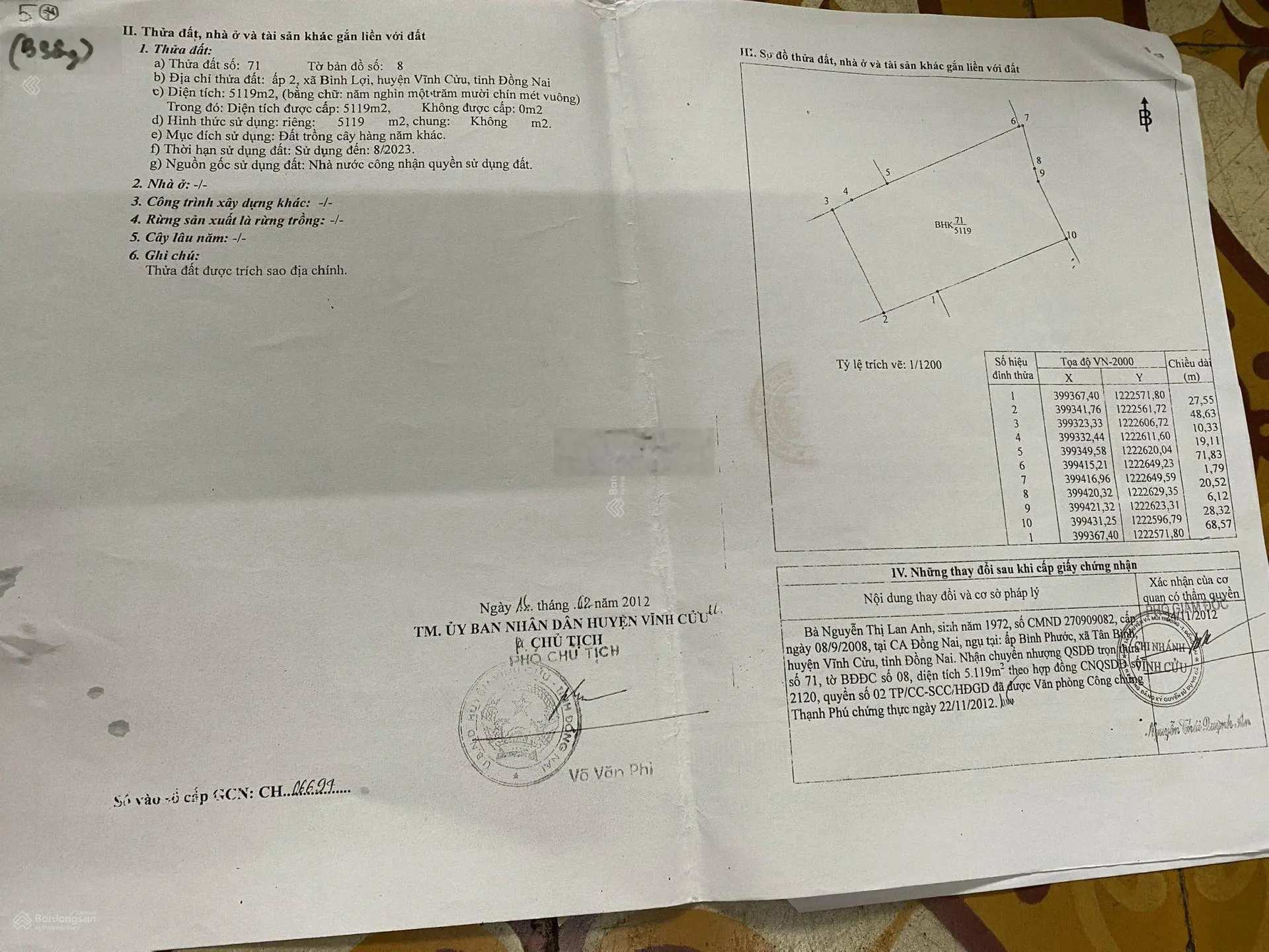 Chính chủ bán vài lô đất xã Bình Lợi