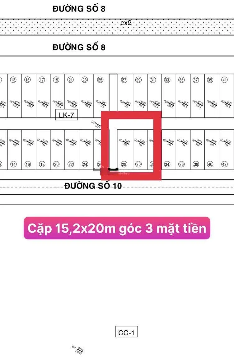 Bán 3 nền 7,2x20m đường số 10 LK-5 Green City Tân An Long An