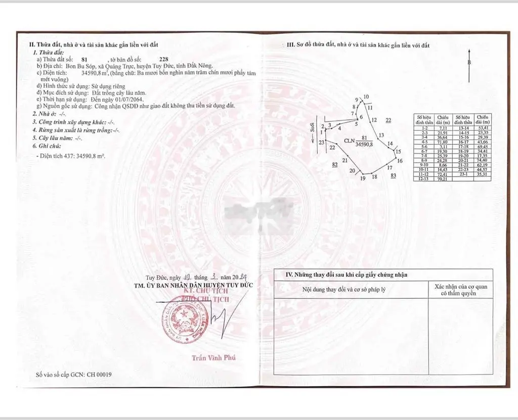 ĐẤT SỔ ĐỎ 3,4HA XÃ QUẢNG TRỰC TUY ĐỨC ĐĂK NÔNG