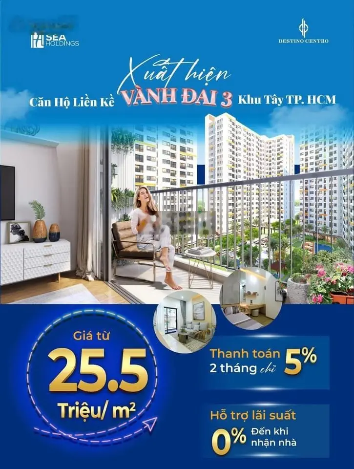 Bán Căn 2PN/2WC Destino Centro Bến Lức Giá 1ty150 Căn 50M2 . Liên hệ em Hà 0896 138 ***