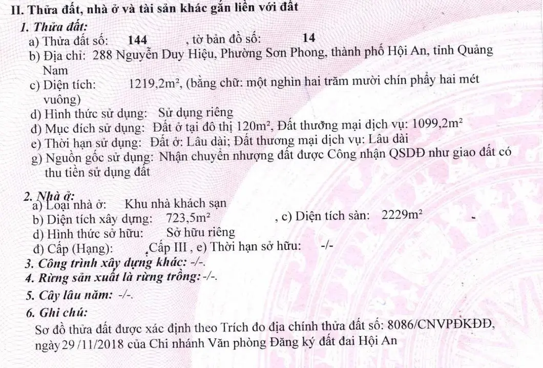 Ngân hàng cần bán khách sạn 137 phòng tại đường Nguyễn Duy Hiệu, Hội An