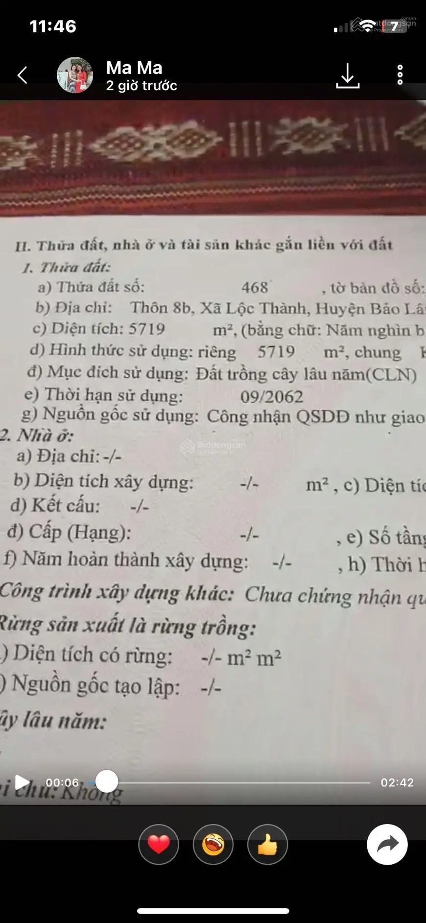 Chính chủ bán đất tại Lộc Thành, Bảo Lộc, Lâm Đồng, dt 6000m2, chỉ nhỉnh 2tỷ lh 0795 728 ***